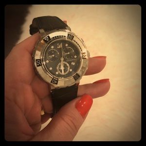 Authentic Swarovski Watch - Black Leather Strap